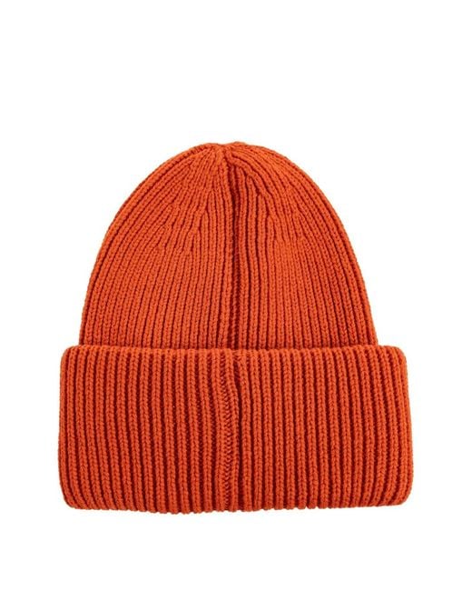 Moncler Red Bonnet Côtelé À Patch Logo for men