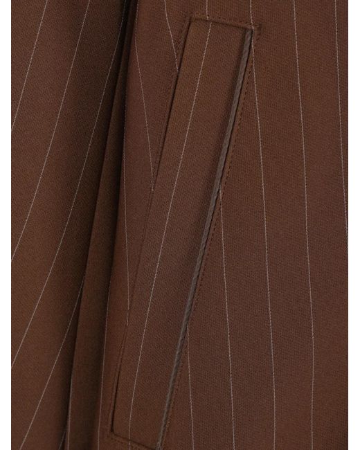 Sacai Brown Pinstripe Zip Bomber Jacket for men