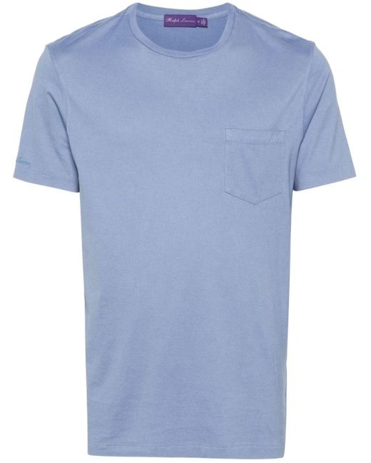 T-shirt en coton à poche poitrine Ralph Lauren Purple Label pour homme en coloris Blue