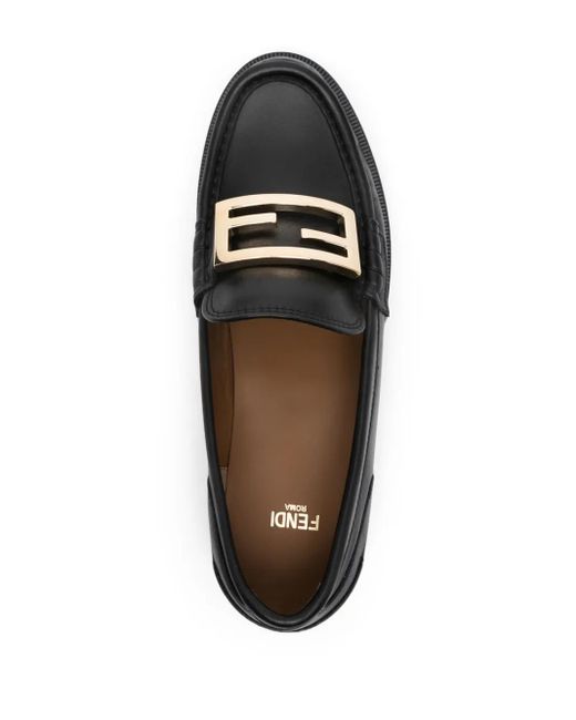 Fendi Black Baguette Leather Loafers