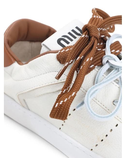 Miu Miu White Leather lace-up sneakers