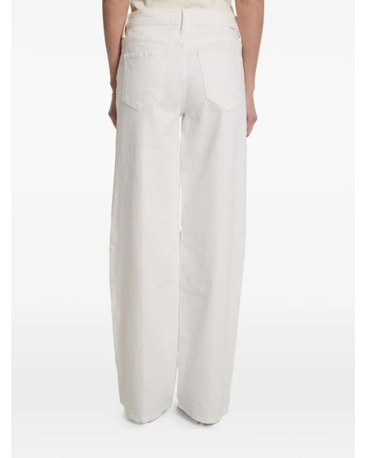 Mother White The Rerun Zip Sneak Cotton Jeans