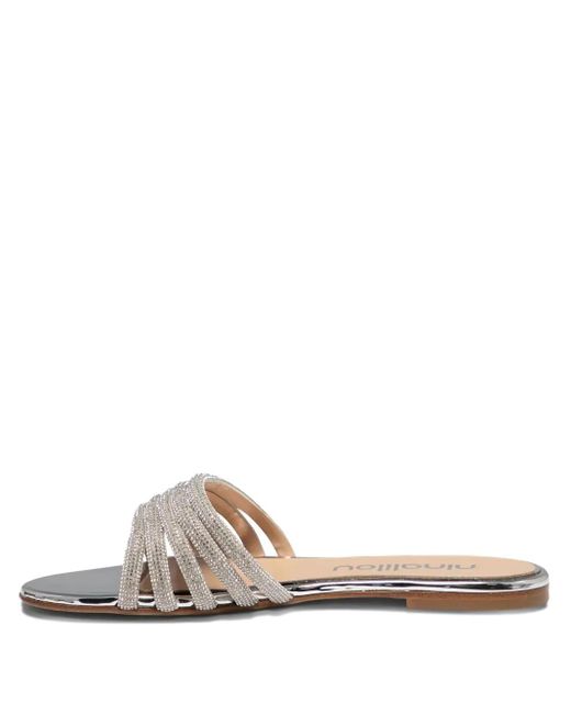 Ninalilou ビジューストラップ フラットサンダル White