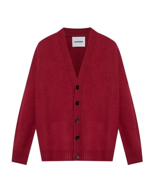 メンズ Jil Sander Wool Cardigan Red