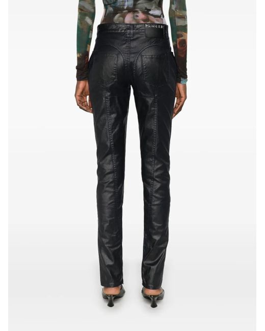 Mugler Gray Coated-Finish Trousers