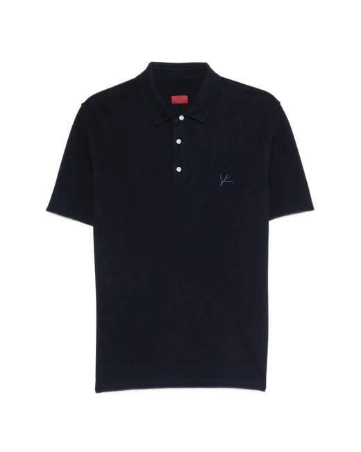 Isaia Blue Polo À Détail De Logo for men
