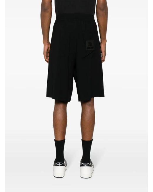 Moschino Black Logo-Patch Crepe Shorts for men