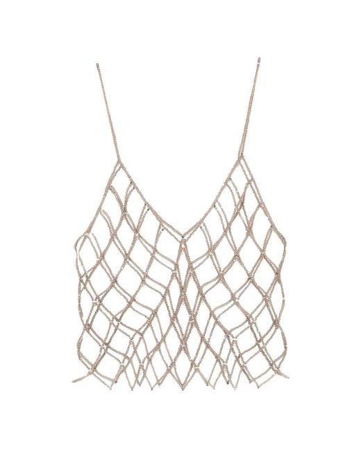 Panicale White Bead-Embellished Sleeveless Top