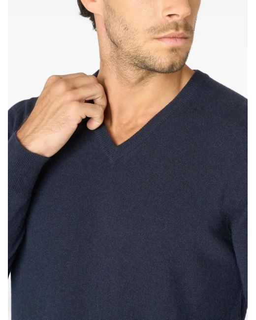 Malo Blue V-Neck Cashmere Sweater for men