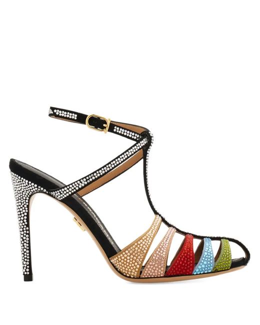 Ferragamo Metallic 90Mm Crystal-Embellished Caged Sandals
