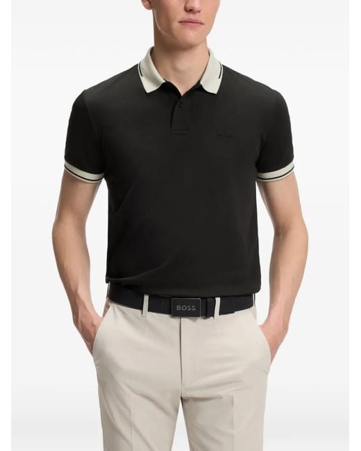 Boss Black Tipped-Trim Polo Shirt for men