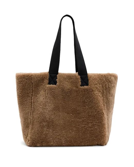 AllSaints Brown Izzy Reversible Shearling Tote Bag