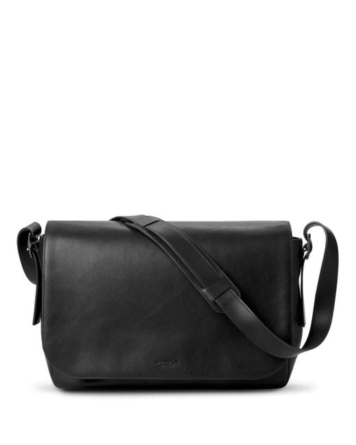 Shinola Black Runwell Leather Messenger Bag for men