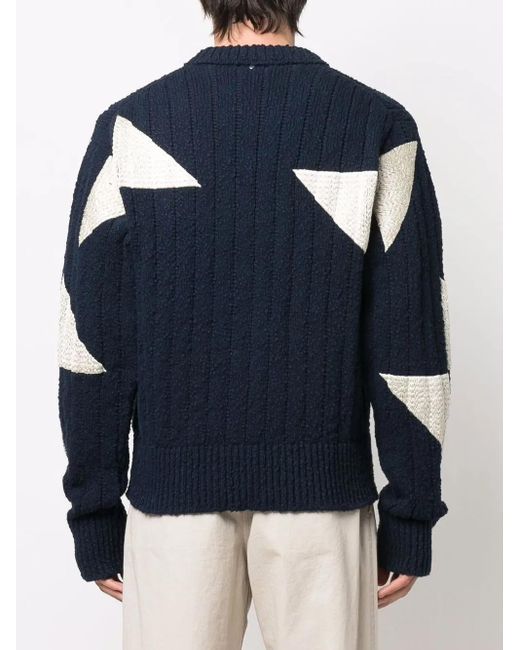 OAMC Blue Geometric Crew-Neck Jumper for men