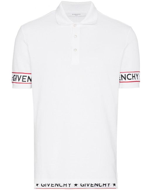 Givenchy White Logo Webbing Polo Shirt for men