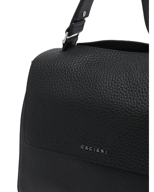 Orciani Black Sveva Pebbled-Leather Tote Bag