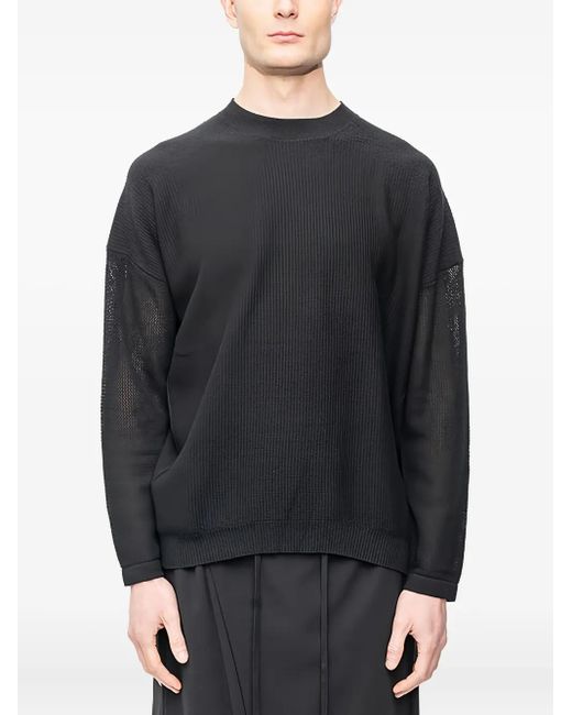 DEVOA Black Open-Knit Pullover Sweater for men