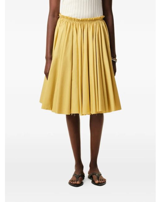 AMI Metallic Cotton Midi Corolla Skirt