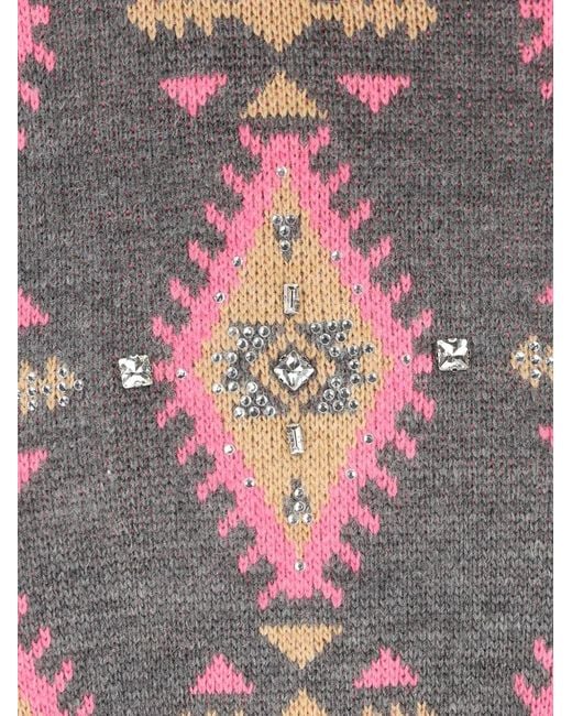 COLOUR MARKET® Red Crystal-Embellished Intarsia-Knit Sweater