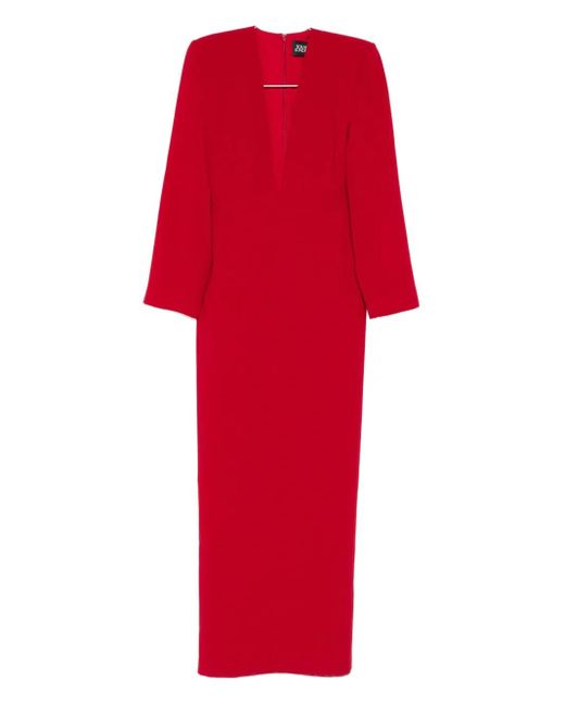 Solace London V-neck Maxi Dress Red