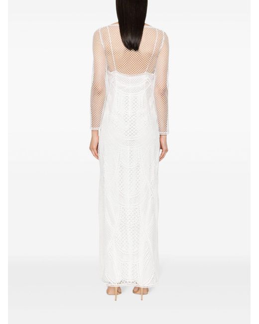 Alberta Ferretti White Lace Maxi Dress