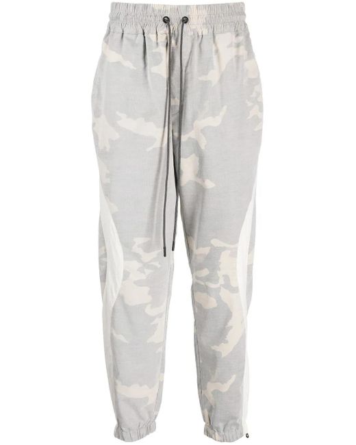 Mostly Heard Rarely Seen Gray Corduroy Camouflage-Print Track Pants for men