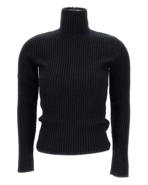 Max Mara Geribbelde Coltrui in het Black