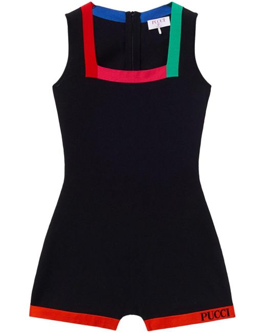 Emilio Pucci Black Colour-block Sleeveless Playsuit