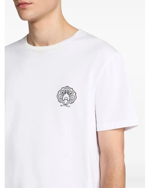 Camiseta de algodón blanco Etro de hombre de color White