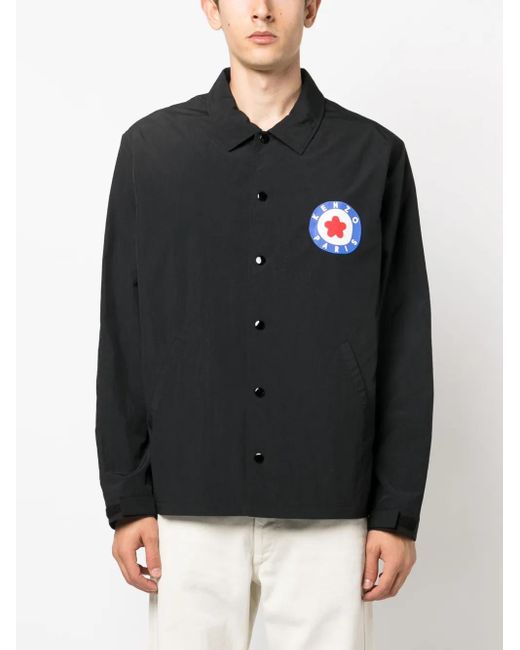 KENZO Black Target Print Shirt Jacket for men