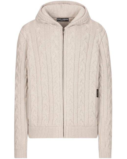 メンズ Dolce & Gabbana ケーブルニット パーカー Natural