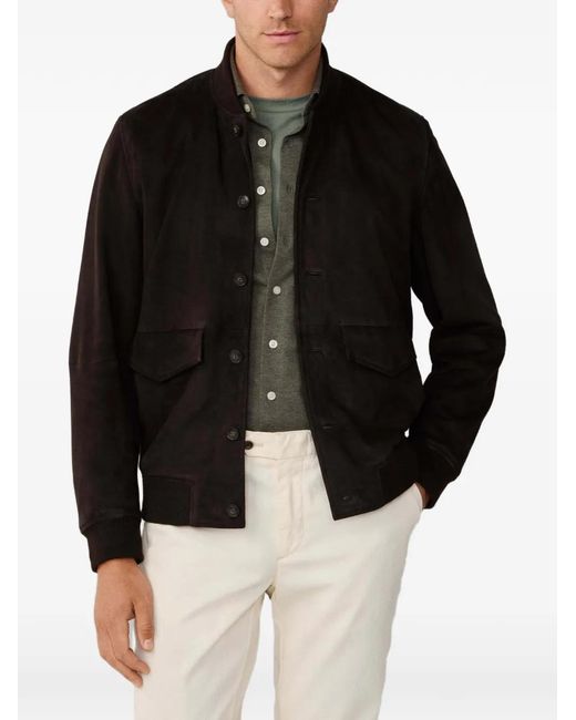 Hackett Black Buttoned Suede Jacket for men