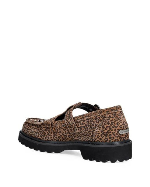 ANDERSSON BELL Brown Leopard-Print Studded Loafers