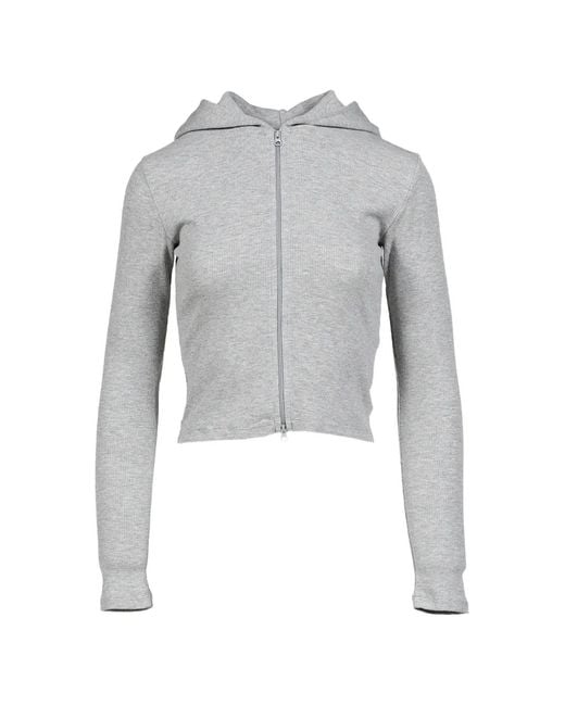 GLOWNY Gray G Classic Essential Ribbed-Knit Zip-Up Hoodie