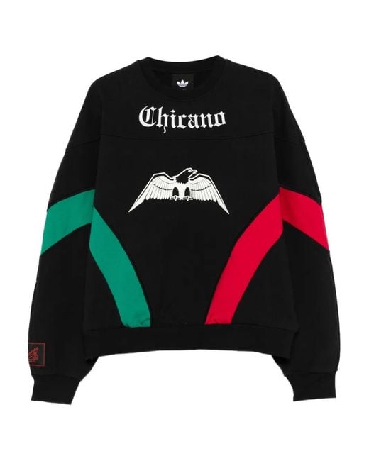 Adidas Black X Willy Chavarria Eagle-Graphic Crew-Neck Sweatshirt for men