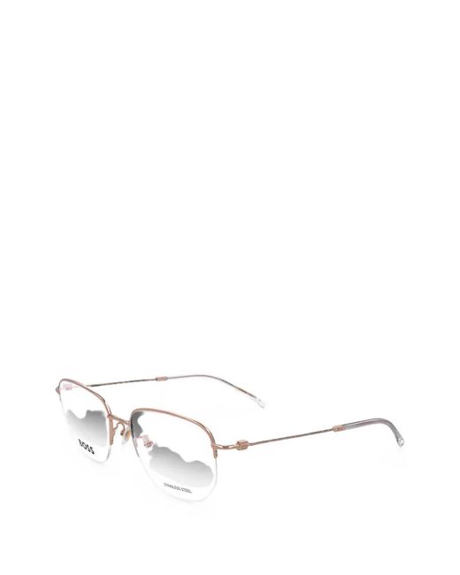 Boss White Geometric-Frame Glasses for men