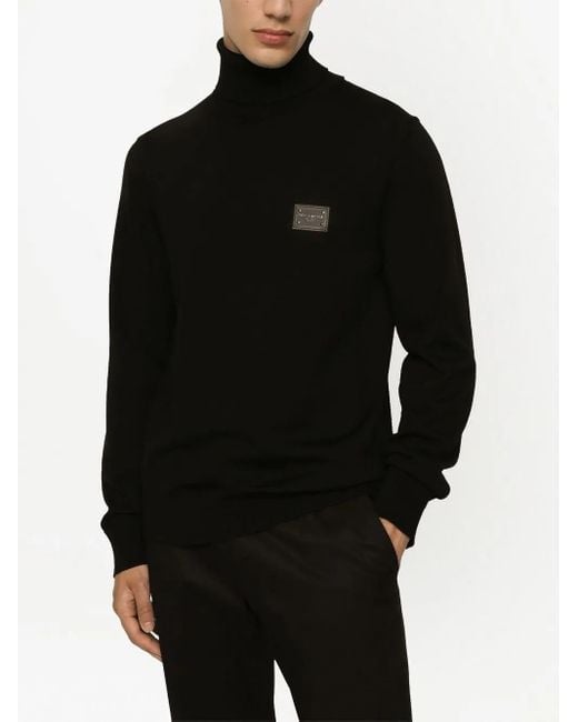 Dolce & Gabbana Rollkragenpullover Mit Logo-Schild in Black für Herren