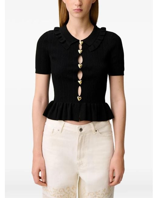 Claudie Pierlot Black Haut En Maille Ajourée
