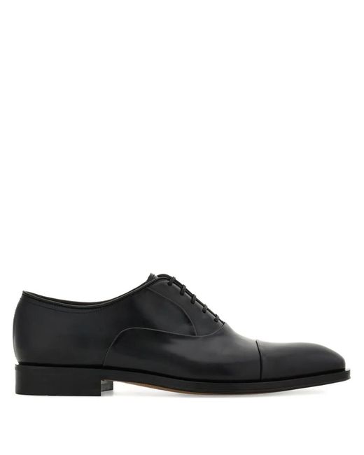 Ferragamo Black Oxford Shoes With Toe Cap for men