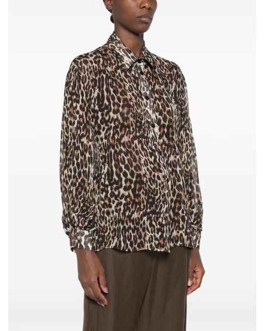 Imperial Brown Leopard-Print Button-Down Shirt