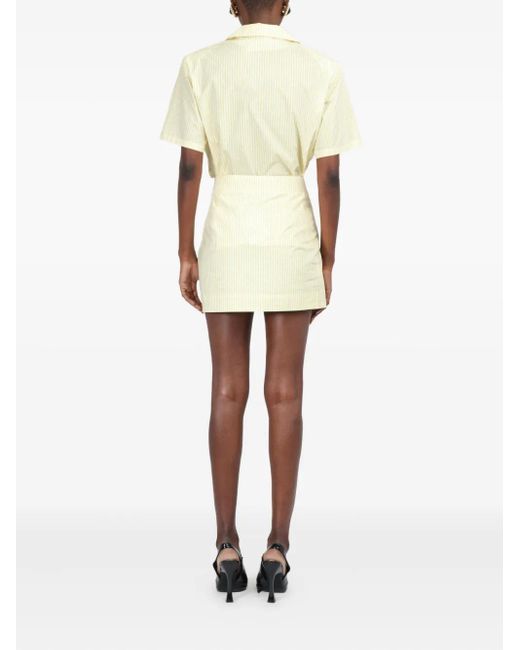 ROWEN ROSE Gestreepte Katoenen Mini-Rok in het White