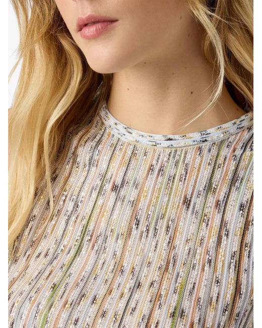Missoni Natural Sequin-Embellished Round-Neck Top