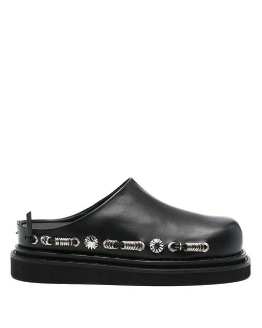 Toga Black Stud-Detail Slippers