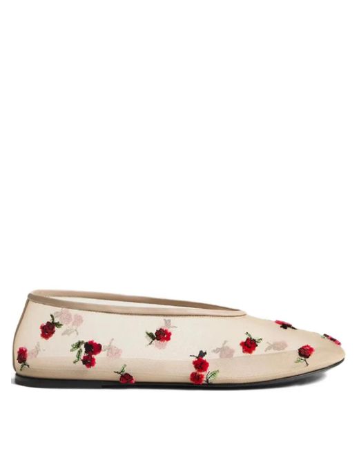 Khaite Pink Marcy Raspberry-Embroidered Flats