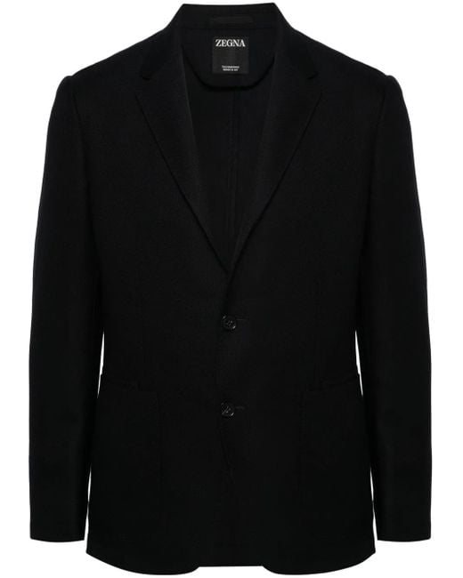 Zegna Black Single-Breasted Wool Blazer for men