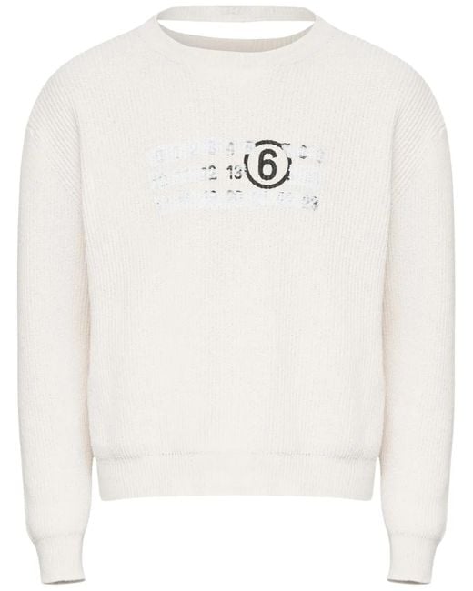 MM6 by Maison Margiela White Crew-Neck Sweatshirt for men