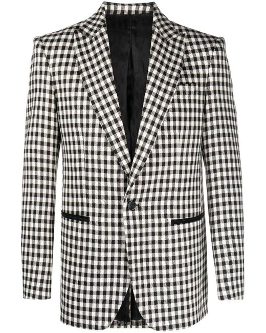 Roberto Cavalli Black Check-pattern Single-breasted Blazer for men
