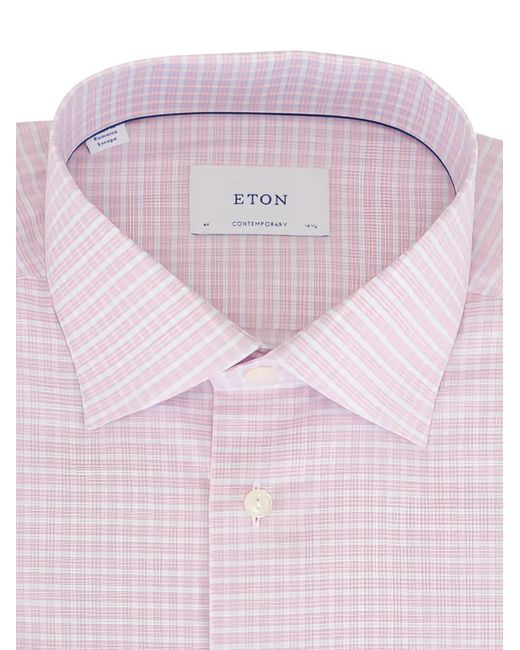Eton of Sweden Pink Check-Pattern Twill Shirt for men