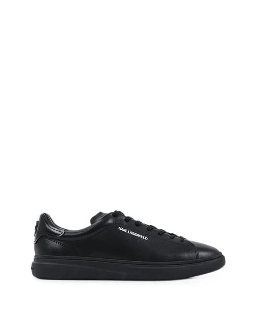 Karl Lagerfeld Black Logo-Print Leather Sneakers for men