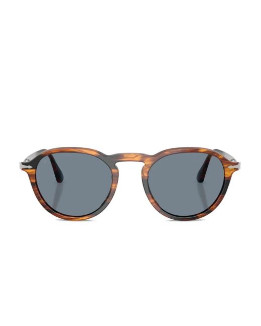 Persol Blue Tortoiseshell Round-Frame Sunglasses